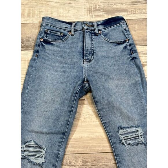 Express high-rise cropped skinny distressed jeans size 0 - Picture 2 of 12